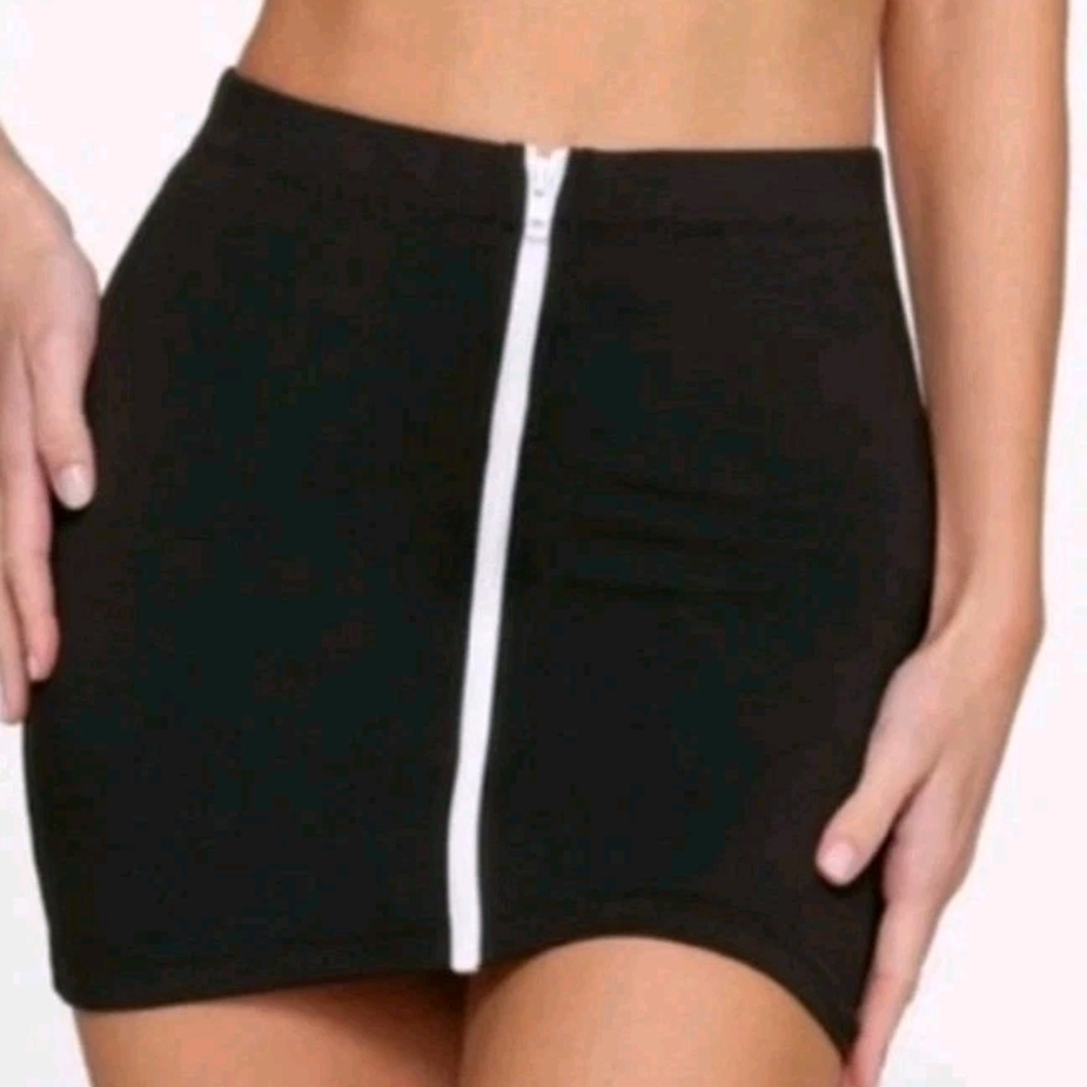 Skims Sporty Zipper Swim Stretch Knit Mini Skirt Size XL BNWT!